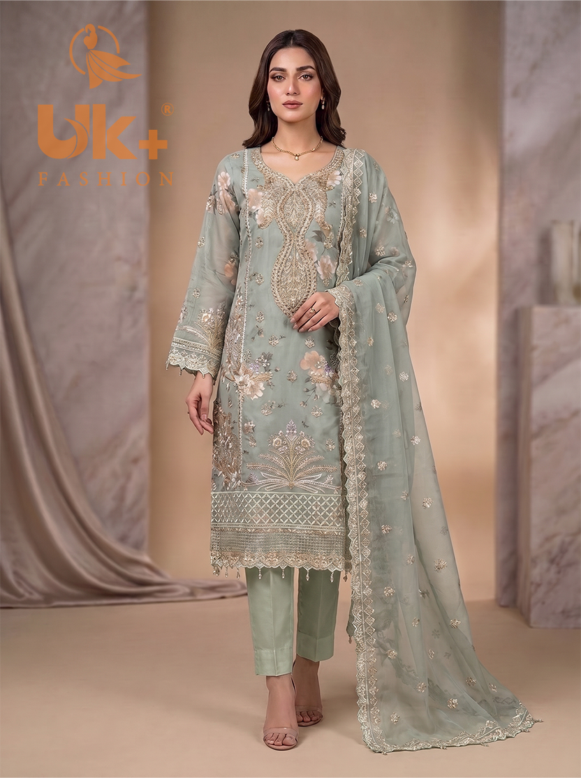3Pc Embroidered Organza shirt, shalwar & Dupatta