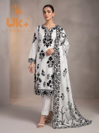3Pc Embroidered Cotton Shirt, Trouser, Dupatta