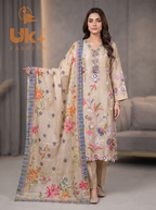 3Pc Embroidered Shamoz Silk, Shirt, Trouser & Dupatta