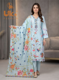 3Pc Embroidered Shamoz Silk, Shirt, Trouser & Dupatta