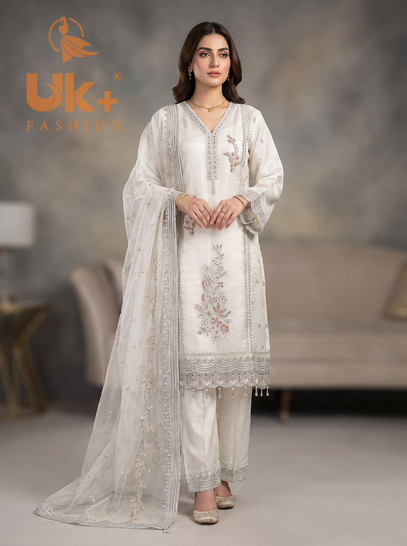 3Pc Embroidered Organza shirt, shalwar & Dupatta