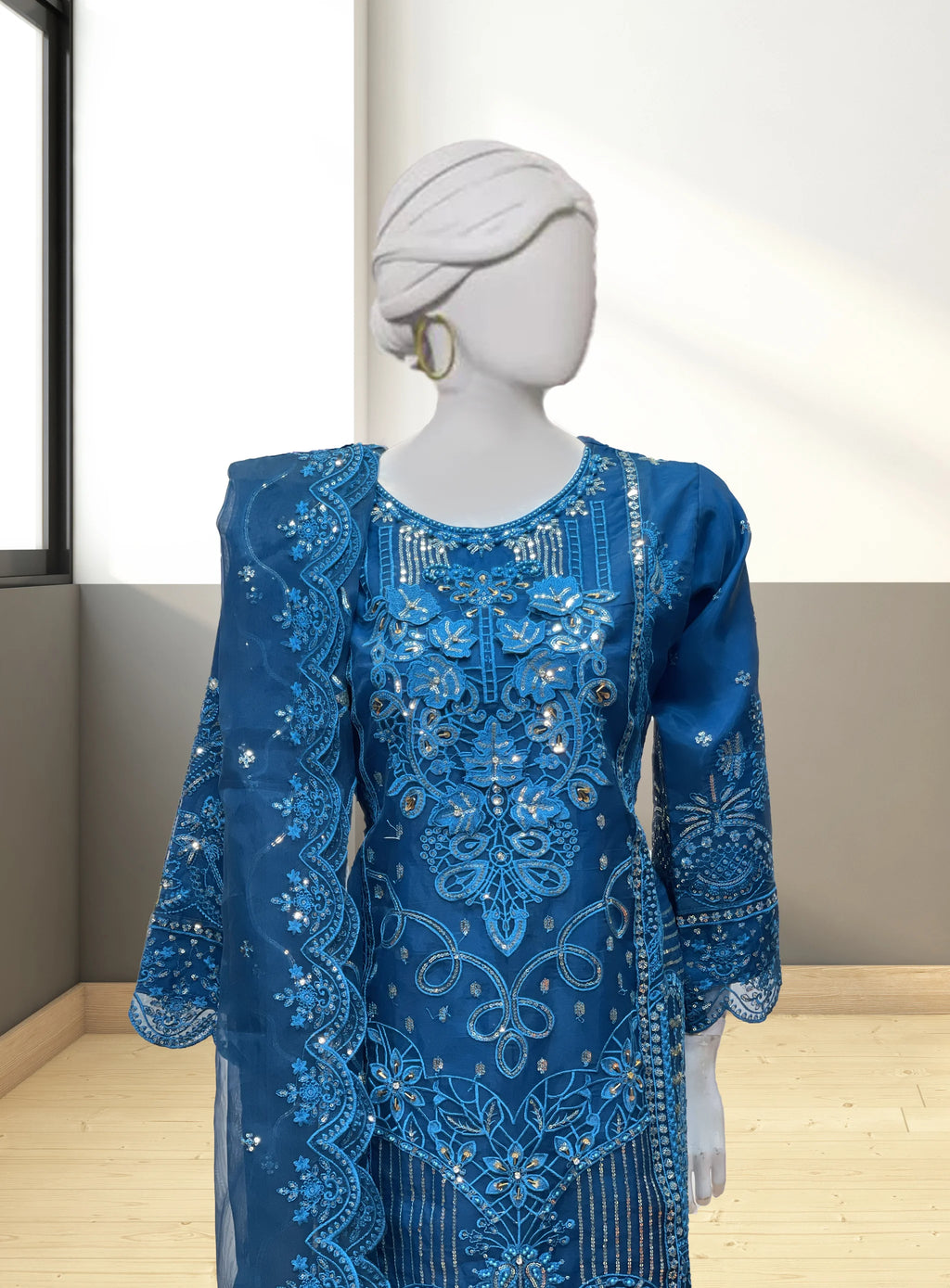 Blue Organza Suit