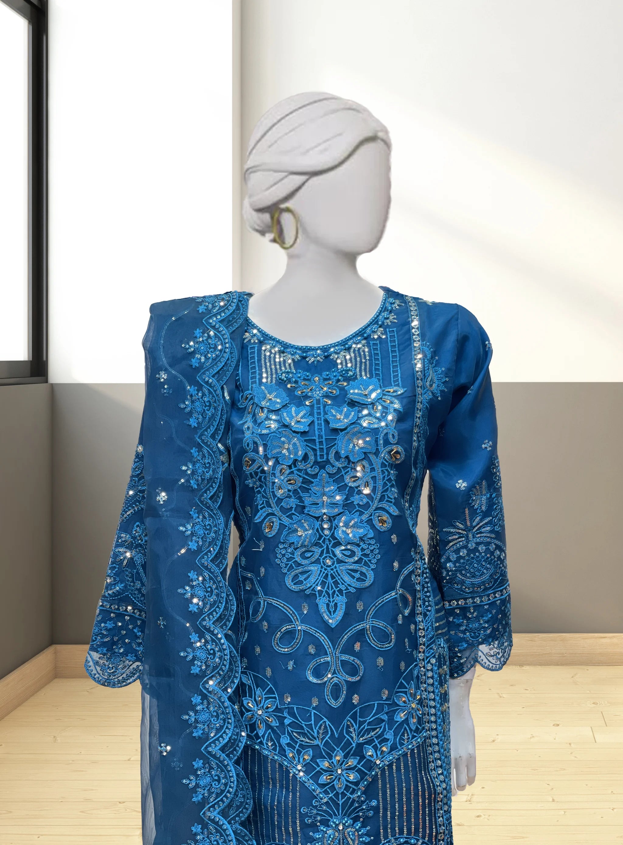 Blue Organza Suit