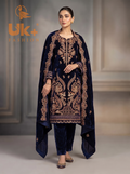 3Pc Velvet Un-Stitch, shirt, shalwar & Dupatta