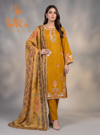 3Pc Embroidered Cotton Shirt, Trouser, Dupatta