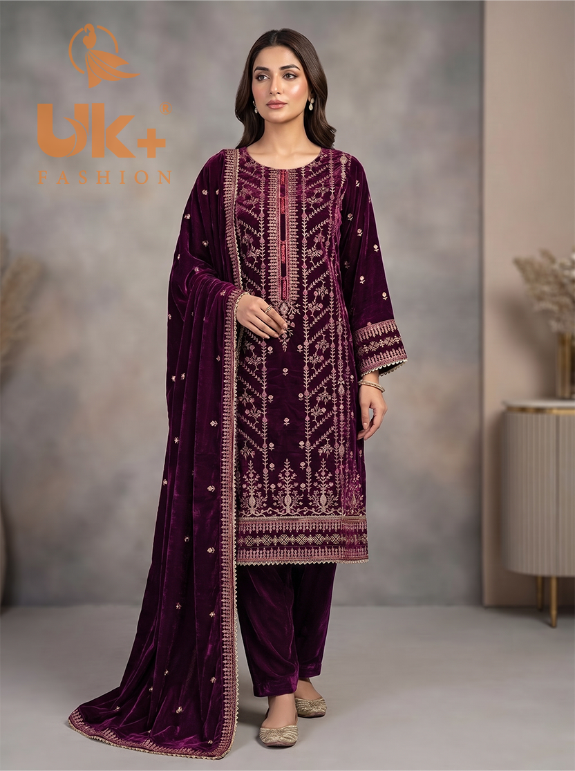 3Pc Velvet Stitch, shirt, shalwar & Dupatta