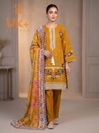3Pc Embroidered Cotton Shirt, Trouser, Dupatta