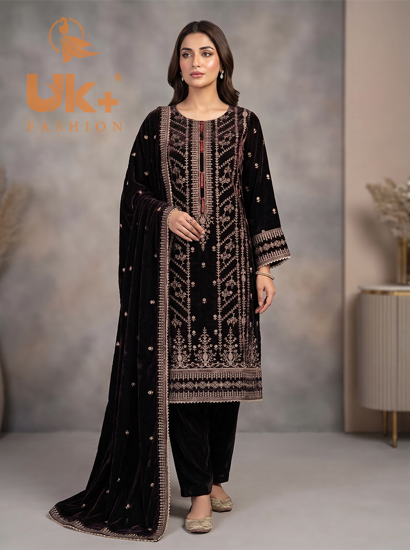 3Pc Velvet Stitch, shirt, shalwar & Dupatta