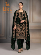 3Pc Velvet Un-Stitch, shirt, shalwar & Dupatta