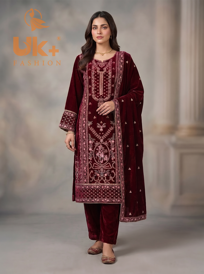 3Pc Velvet Stitch, shirt, shalwar & Dupatta
