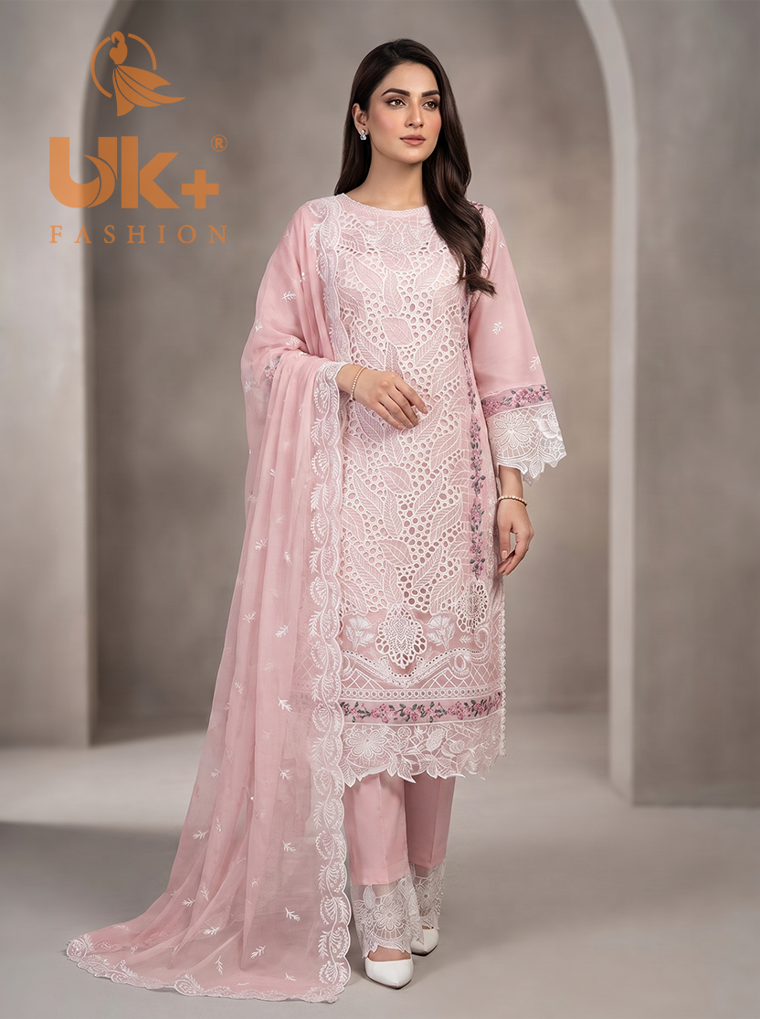 3Pc Maria B Embroidered organza shirt, shalwar & Dupatta