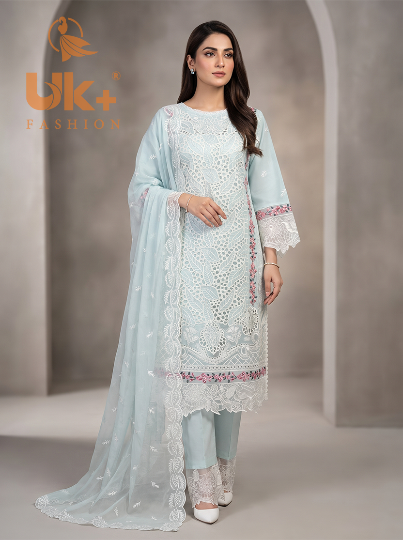 3Pc Maria B Embroidered organza shirt, shalwar & Dupatta