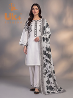 3Pc Embroidered Cotton Shirt, Trouser, Dupatta