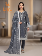 3Pc Embroidered Cotton Shirt, Trouser, Dupatta