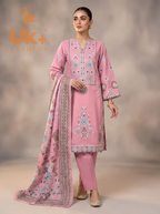 3Pc Embroidered Cotton Shirt, Trouser, Dupatta