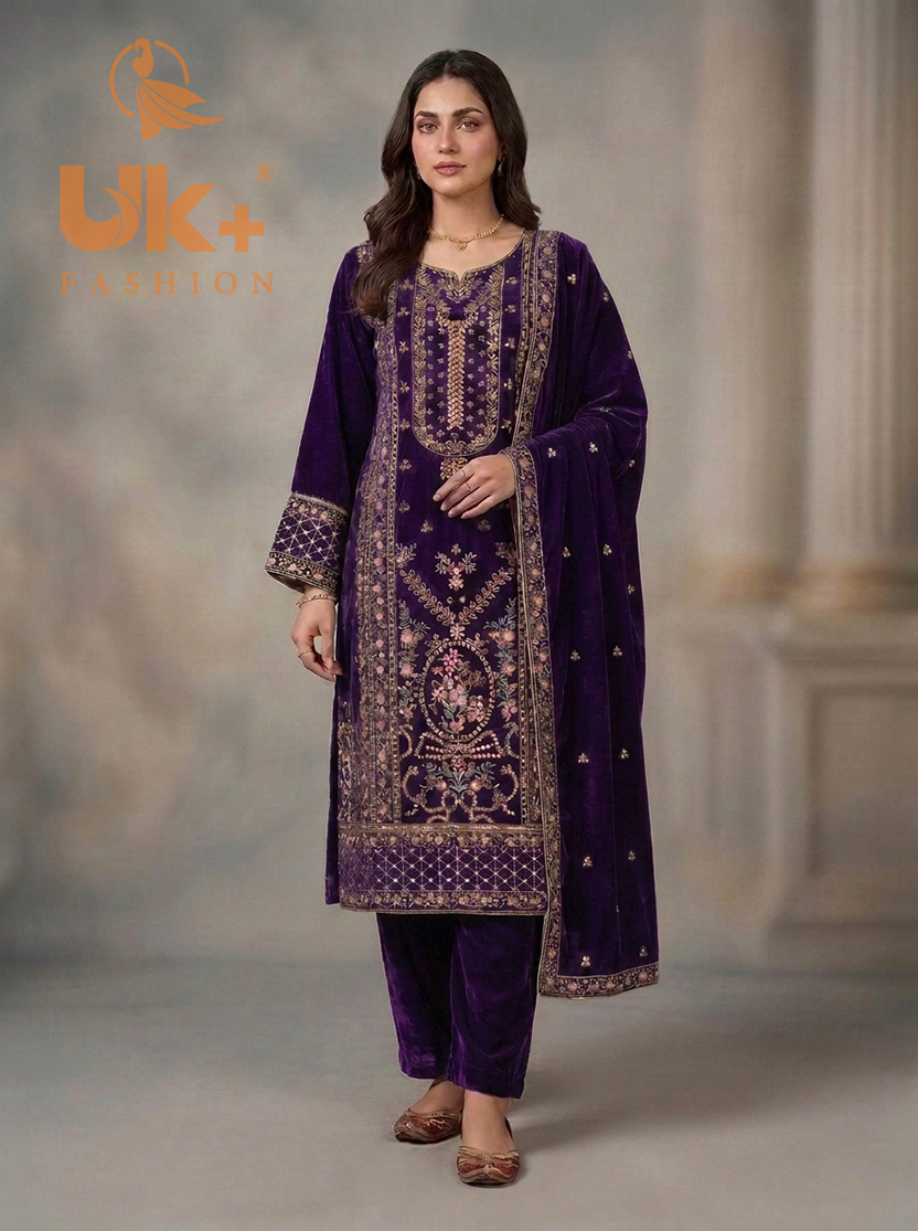 3Pc Velvet Stitch, shirt, shalwar & Dupatta