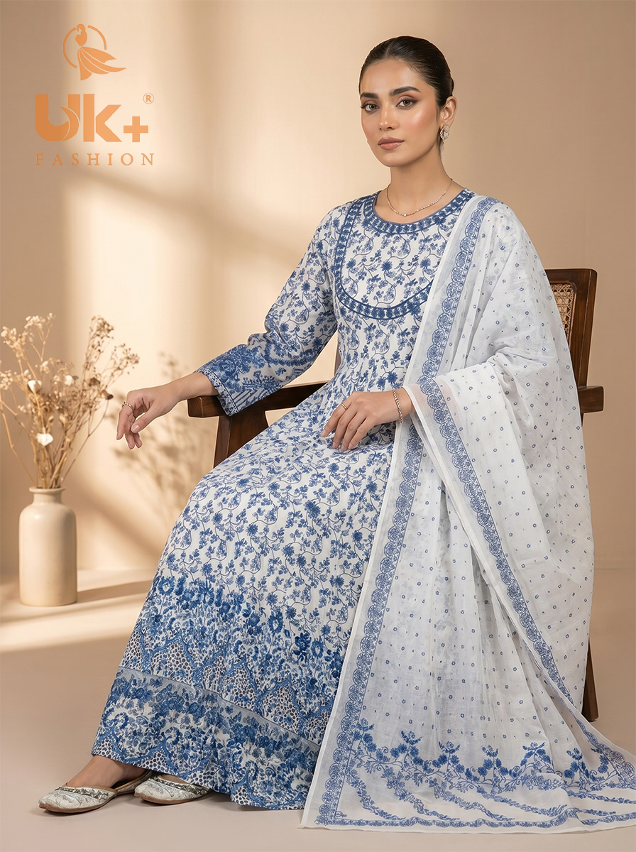 3pc pure lawn frock,touser,dupatta