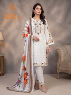 3Pc Embroidered Cotton Shirt, Trouser, Dupatta