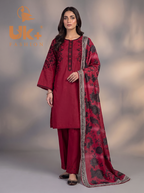 3Pc Embroidered Cotton Shirt, Trouser, Dupatta