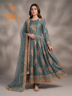 3Pc Embroidered Kafttan silk Afghani frock , shalwar & Dupatta