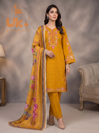 3Pc Embroidered Cotton Shirt, Trouser, Dupatta