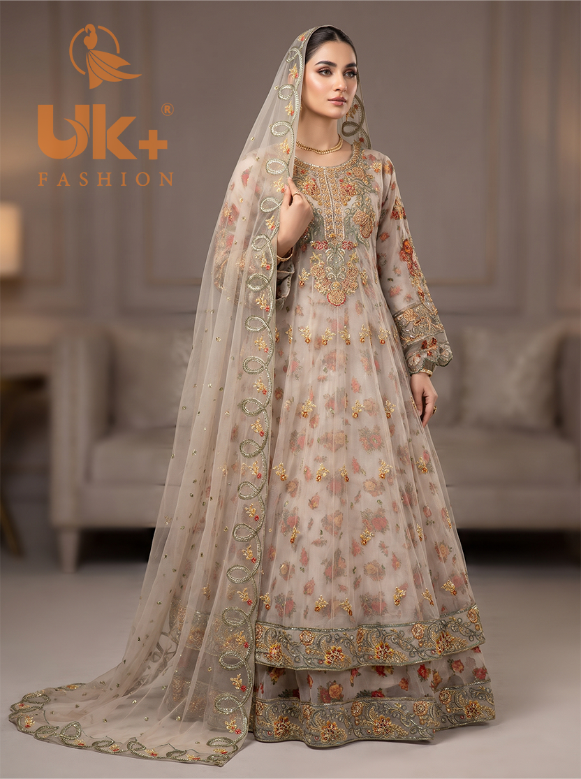 Bridal organza cancan maxi,dupatta
