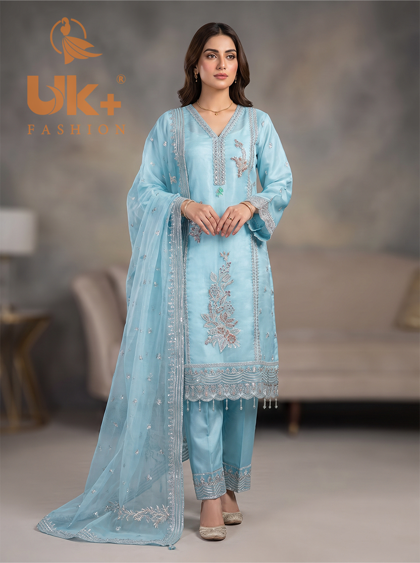 3Pc Embroidered Organza shirt, shalwar & Dupatta