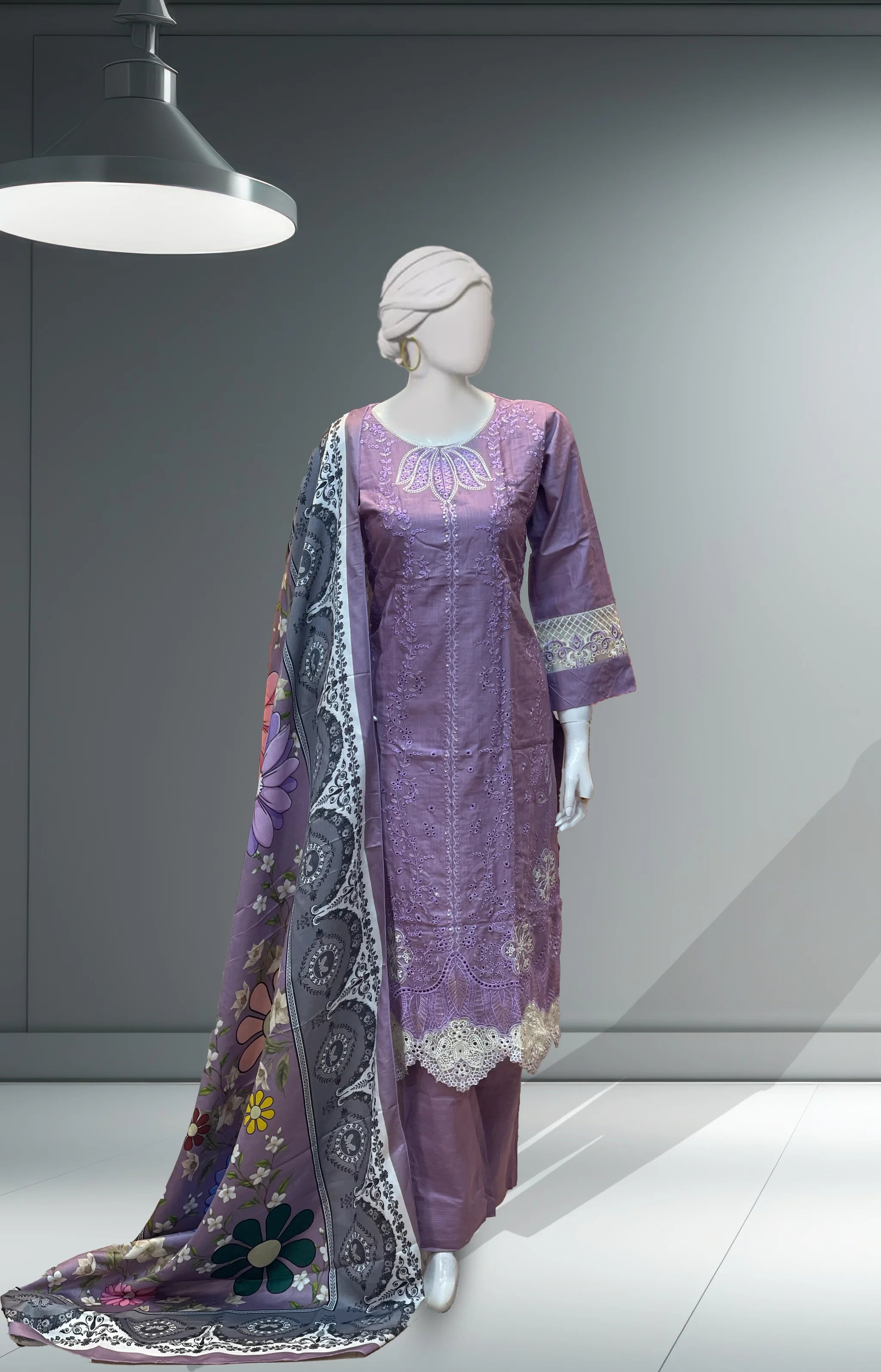 Blue 3pc Khaddar Dress