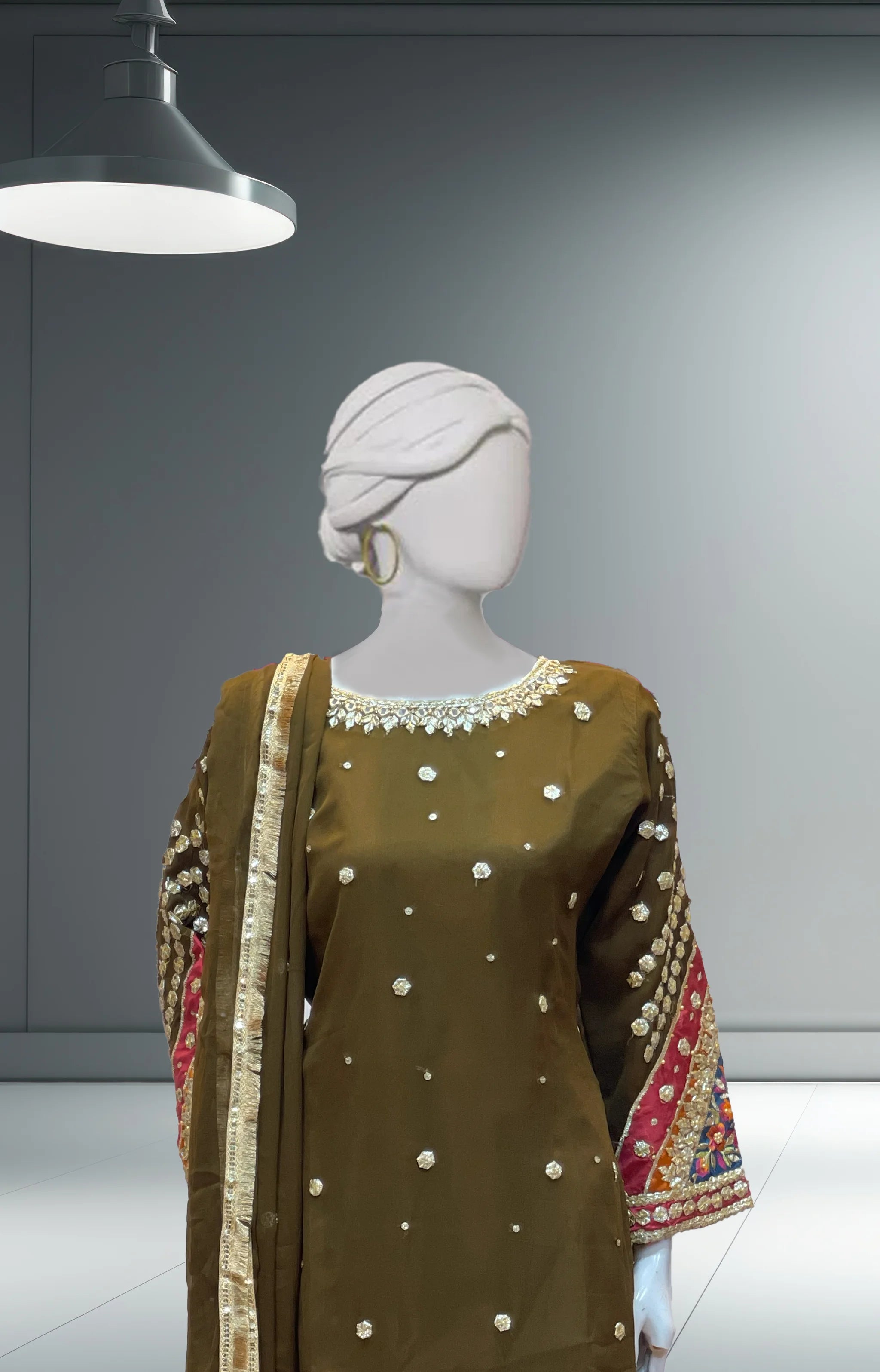 Mehndi Chiffon Dress