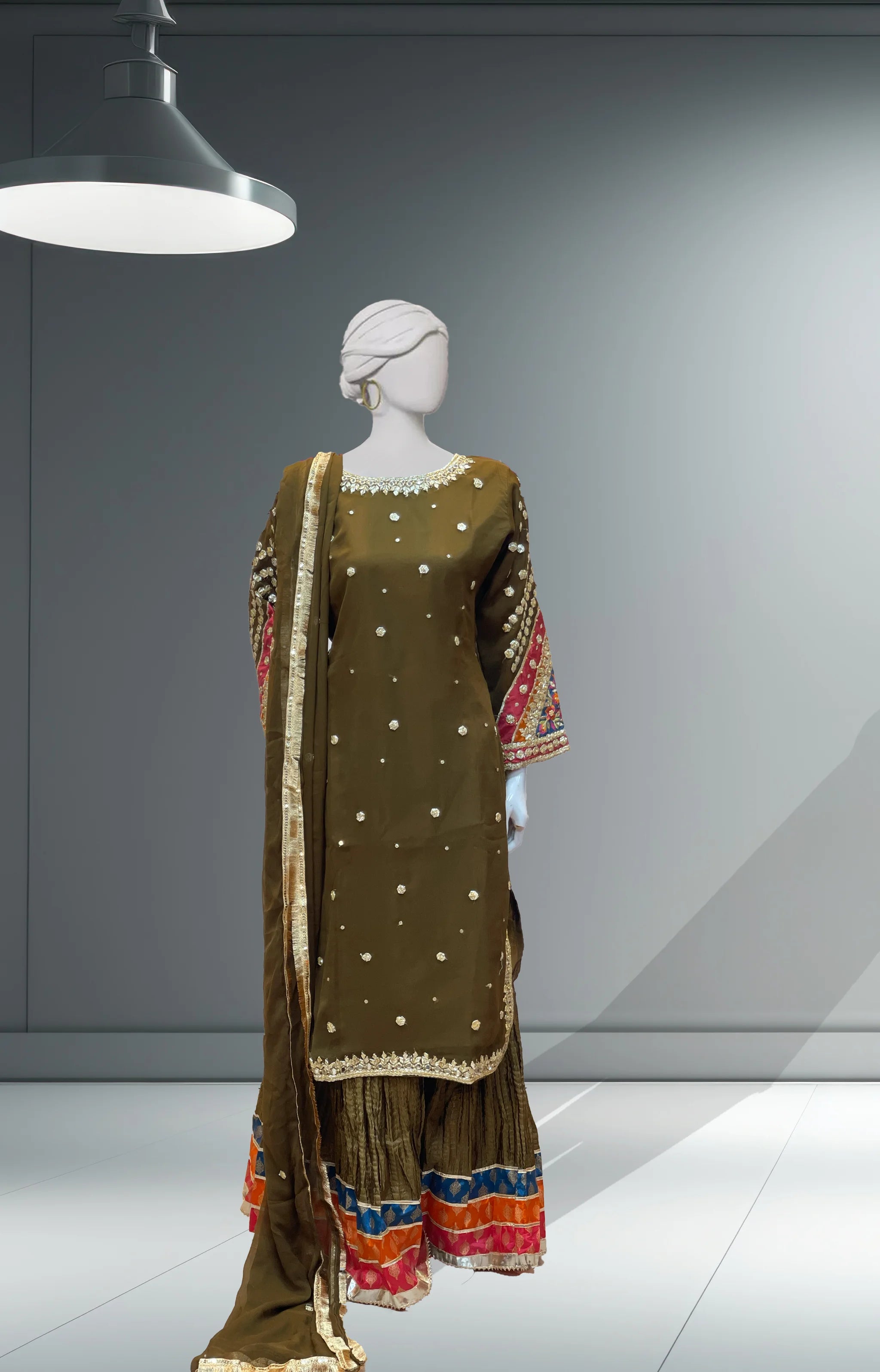 Mehndi Chiffon Dress