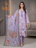 3Pc Embroidered Shamoz Silk, Shirt, Trouser & Dupatta
