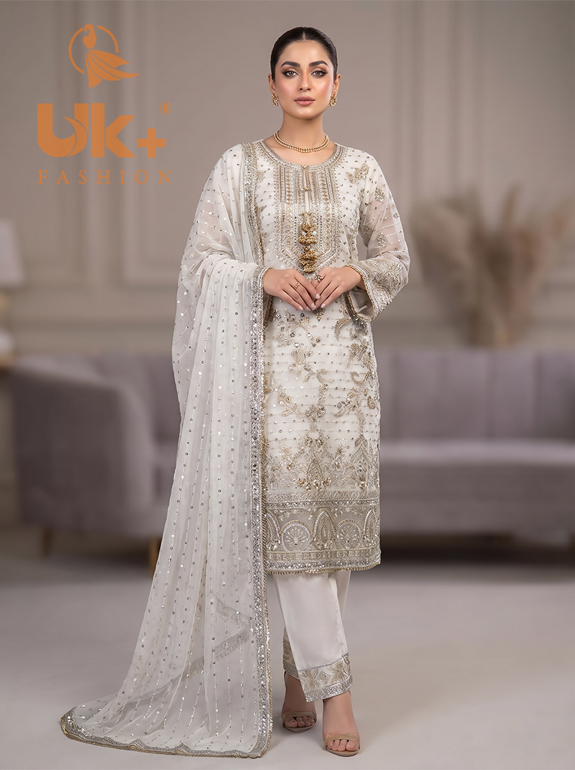 3Pc Embroidered Chiffon Shirt, shalwar, Dupatta