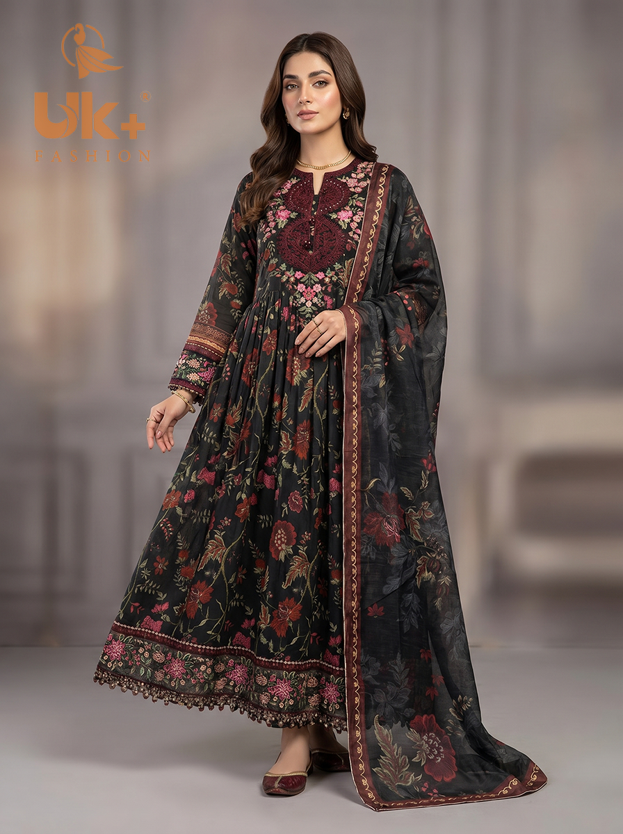 3pc pure lawn frock,touser,dupatta
