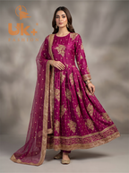 3Pc Embroidered Kafttan silk Afghani frock , shalwar & Dupatta