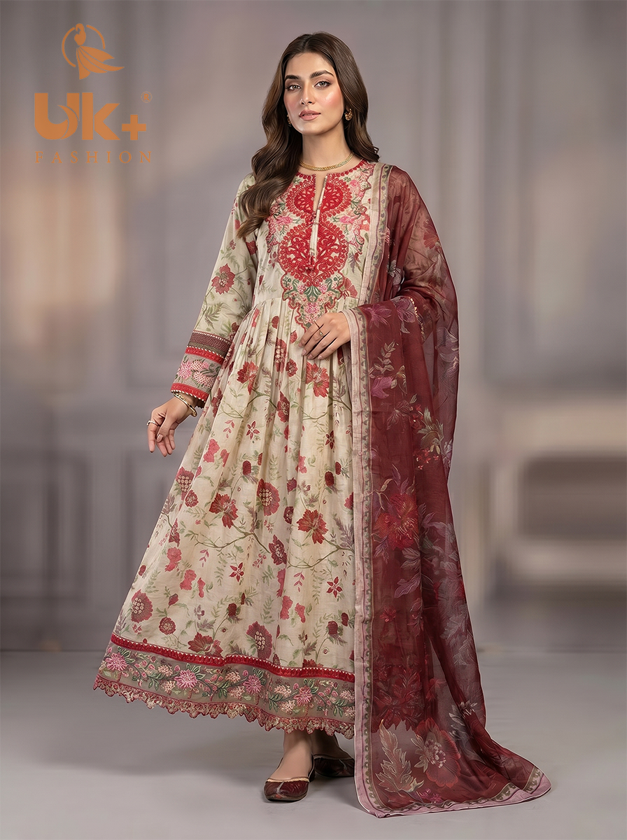 3pc pure lawn frock,touser,dupatta