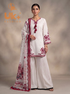 3Pc Embroidered Cotton Shirt, Trouser, Dupatta