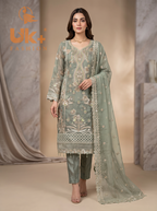 3Pc Embroidered Organza shirt, shalwar & Dupatta