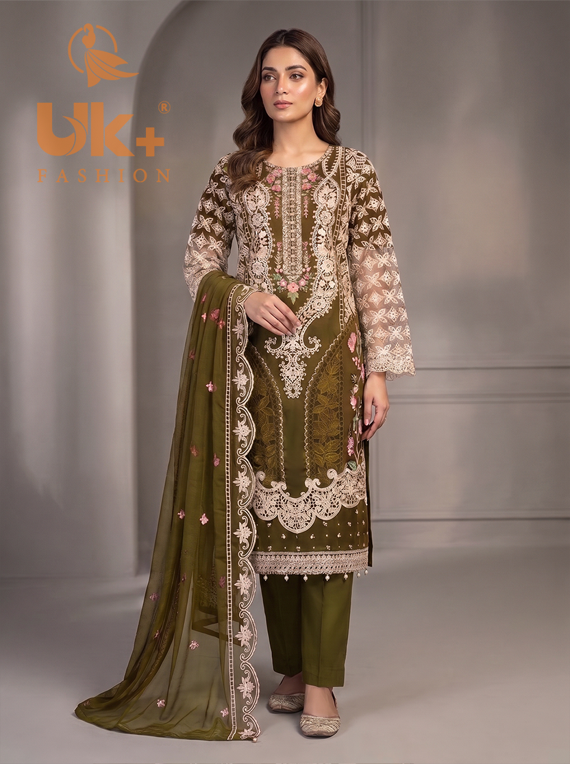 3Pc Maria B Embroidered organza shirt, shalwar & Dupatta