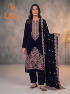 3Pc Velvet Un-Stitch, shirt, shalwar & Dupatta