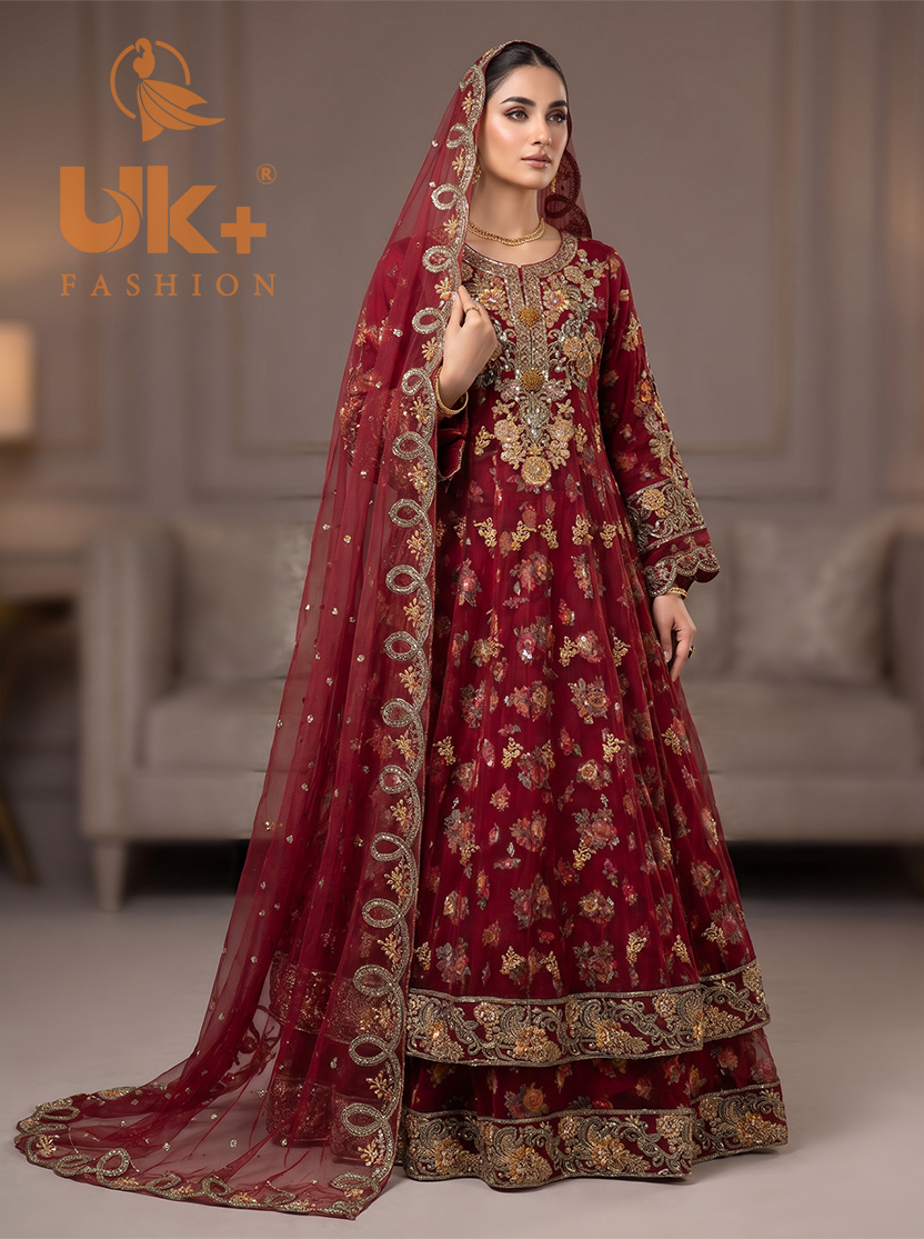 Bridal organza cancan maxi,dupatta