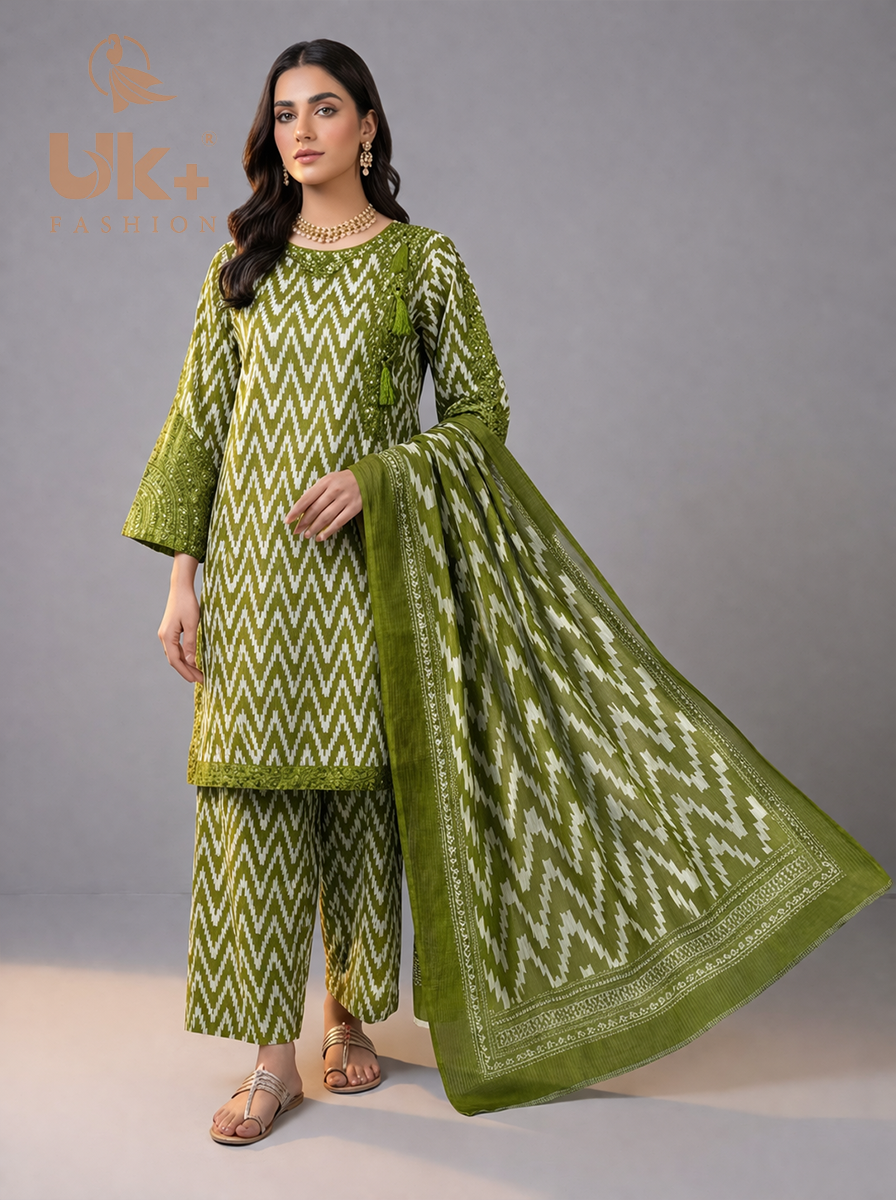 3pc printed lawn shirt,lawn shalwar,diamond dupatta