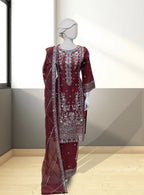 Blue Organza Long Length Suit