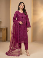 3Pc Embroidered Organza shirt, shalwar & Dupatta