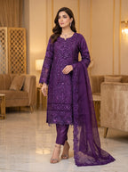 3Pc Embroidered Organza shirt, shalwar & Dupatta