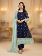 3pc Chiffon Frock, Trouser, dupatta