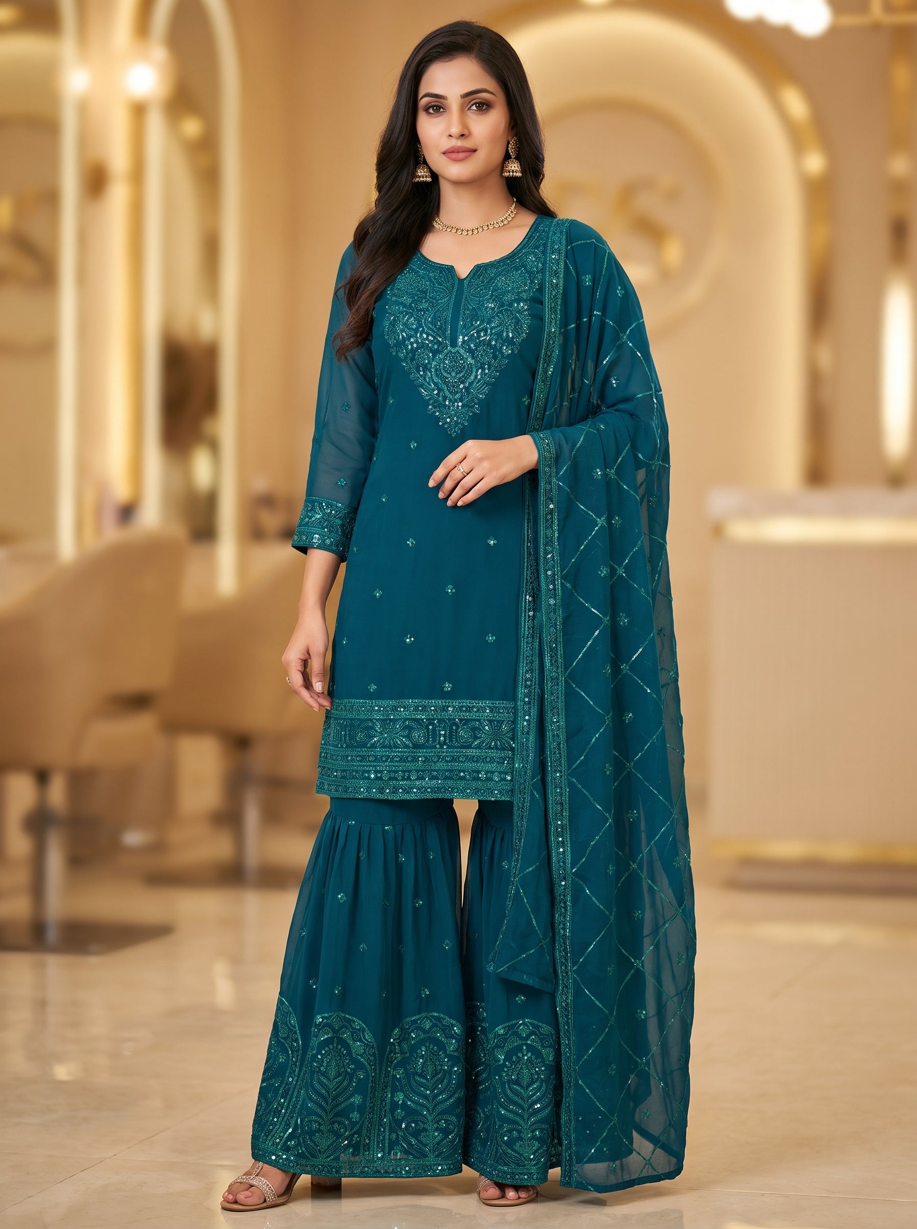 3pc pure lawn shirt,gharara,dupatta