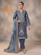 3Pc Embroidered Cotton Shirt, Trouser, Dupatta