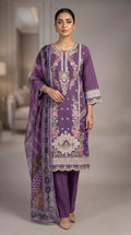 3Pc Embroidered Cotton Shirt, Trouser, Dupatta
