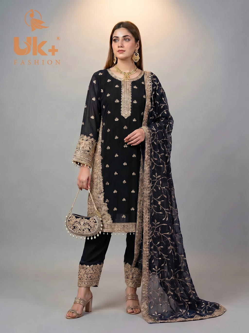 3Pc Embroidered Chiffon Shirt, shalwar, Dupatta