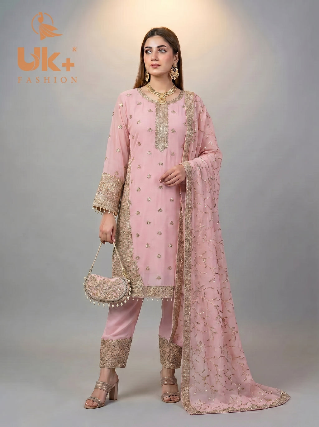 3Pc Embroidered Chiffon Shirt, shalwar, Dupatta